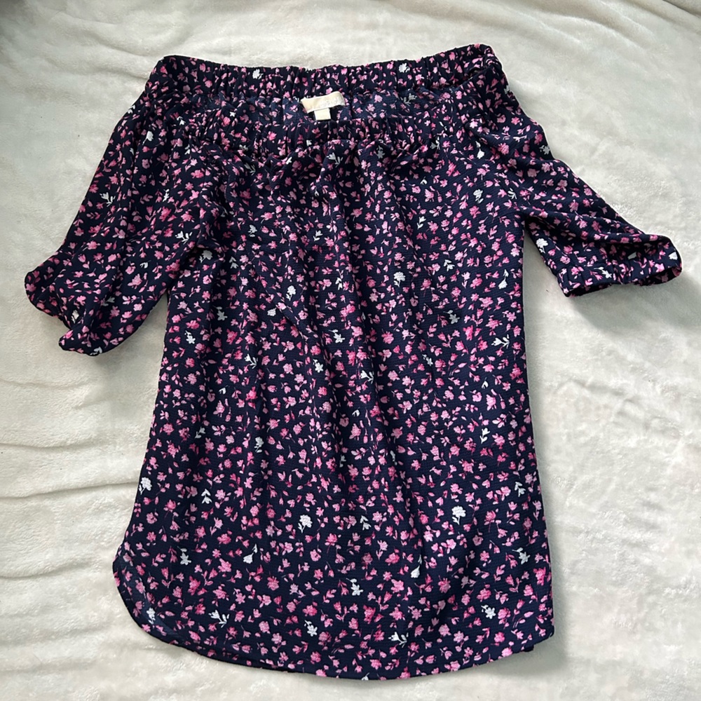 Michael Kors Off-The-Shoulder Floral Blouse Top